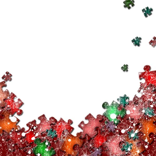 A színes puzzle elemekkel keret — Stock Fotó