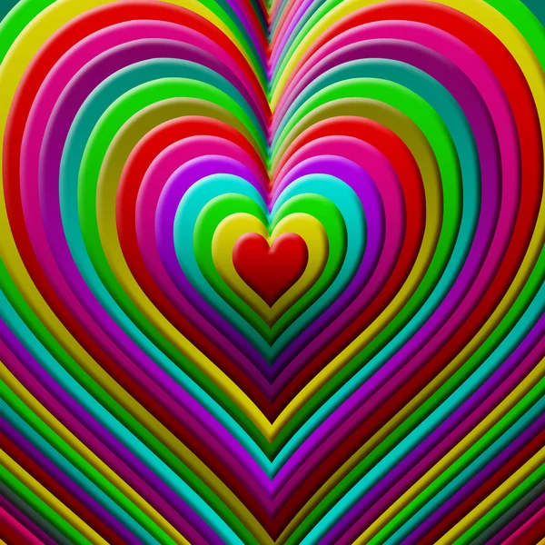 Många färgglada hjärta form — Stockfoto