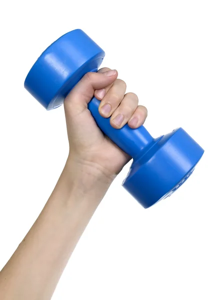 stock image Human hand and dumbbell