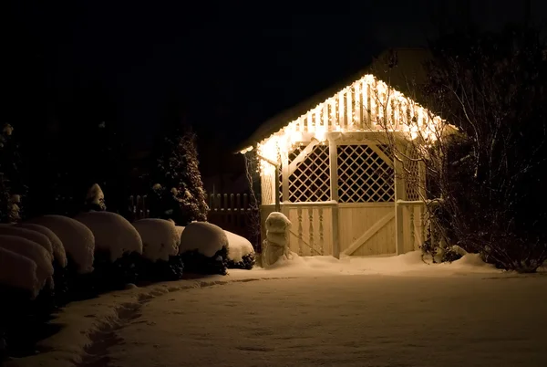 stock image Arbour, little summer house in winter