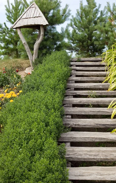 Wooden stairs and nature — Stock Photo, Image