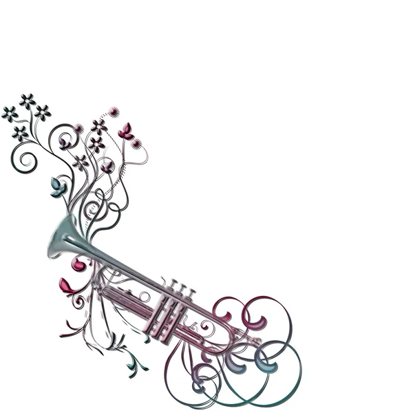 音楽 instument トランペットの花 — ストック写真
