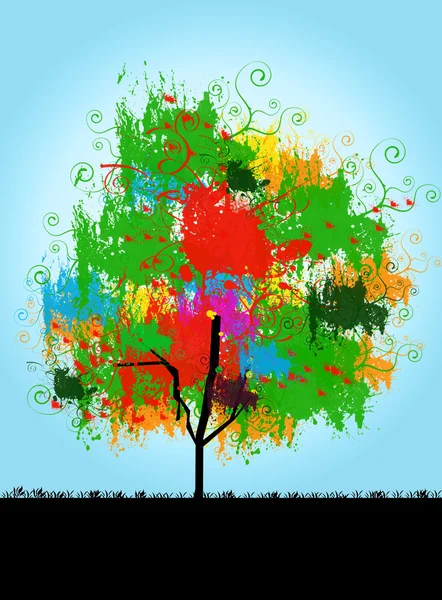 Bild des Baumes mit bunten Blättern — Stockfoto