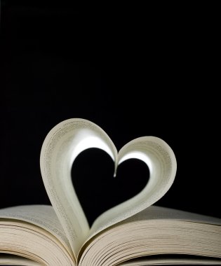 Opened book and heart shape clipart