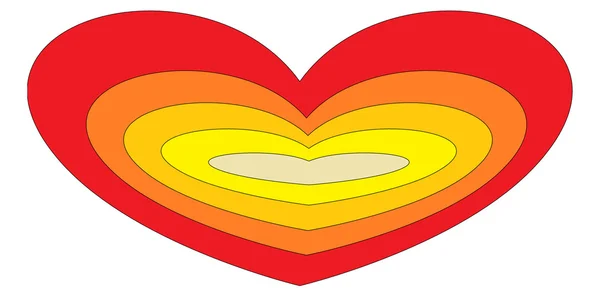 Srdce z červených a žlutých linek — Stock fotografie