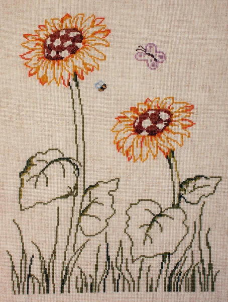 stock image Sunflowers. Cross-stitch.