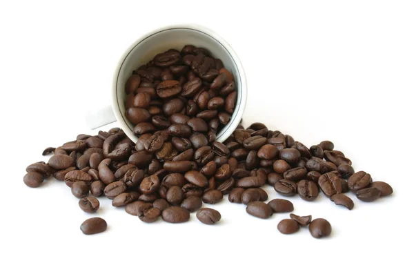 Filiżanka z ziarnem kawy — Zdjęcie stockowe