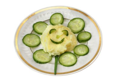 Mashed potatoes and cucumber clipart