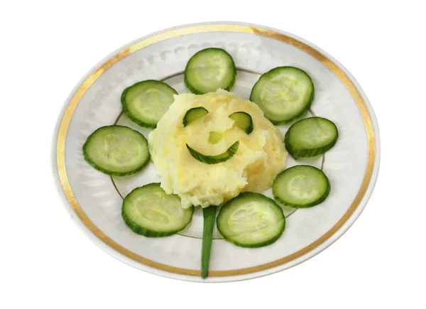 stock image Mashed potatoes and cucumber