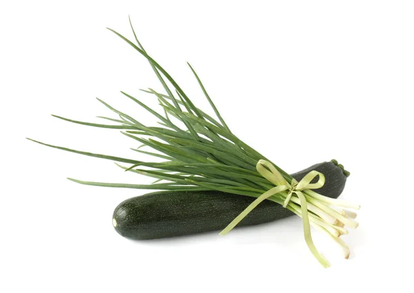 Sekelompok bawang hijau dan zucchini — Stok Foto