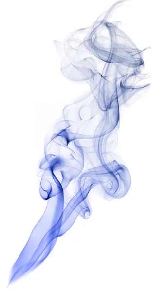 Fumée bleue sur fond blanc — Photo