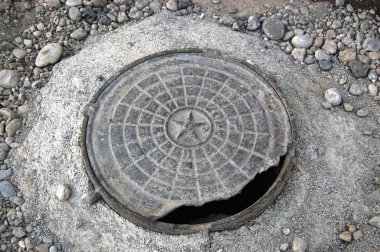 City manhole broken cover USSR clipart