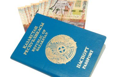 paspoort en bankbiljetten van Kazachstan
