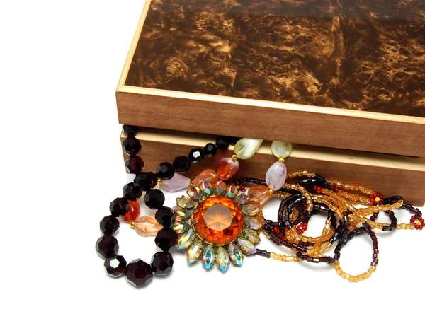 Vintage jewelry and box — Stock Photo, Image