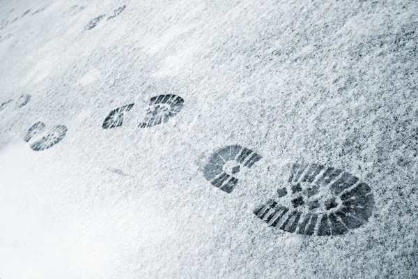 Fußabdrücke im Schnee lizenzfreie Stockfotos