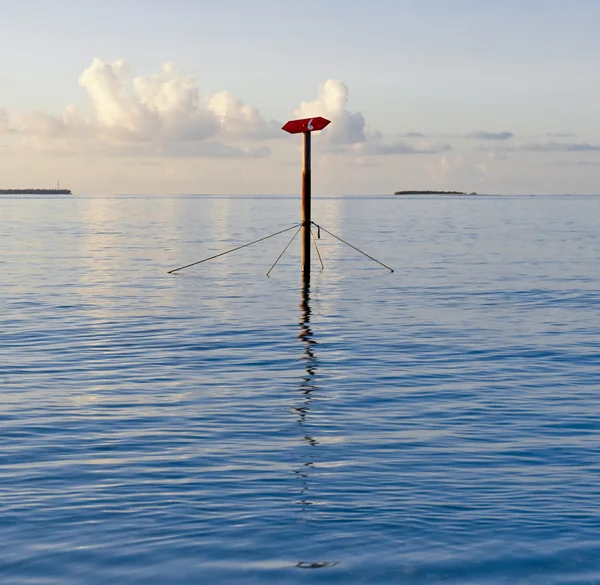 stock image Red sign at submerged beach