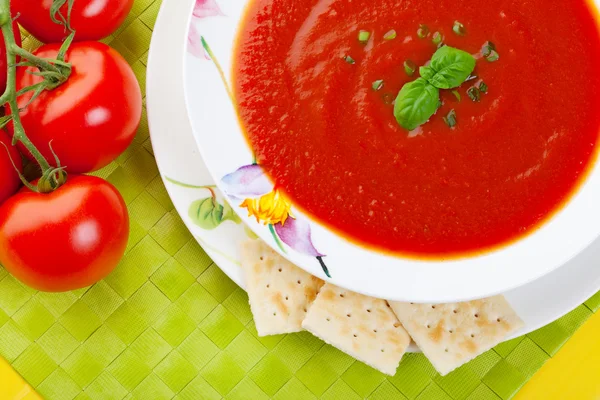 Суп и крекеры — стоковое фото