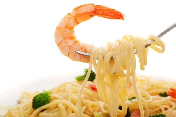 Špaget a krevety — Stock fotografie