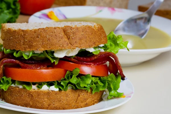 Сэндвич с супом — стоковое фото