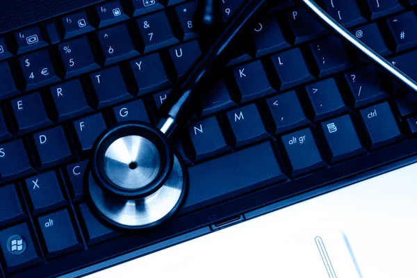 stock image Computer keyboard with stethoscope