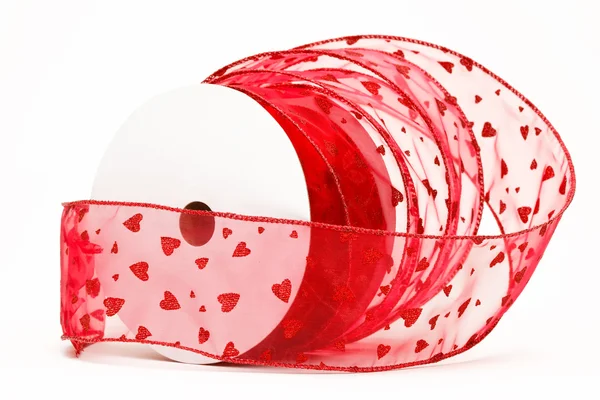 Spool of red heart ribbon — Stock Photo, Image