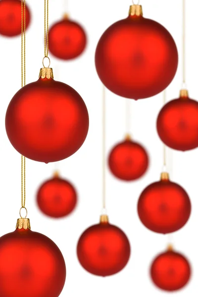 Canlı kırmızı Noel baubles — Stok fotoğraf