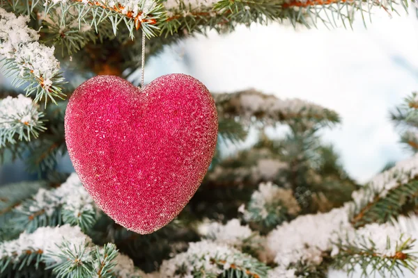 Red glass Christmas hearts — Stock Photo, Image