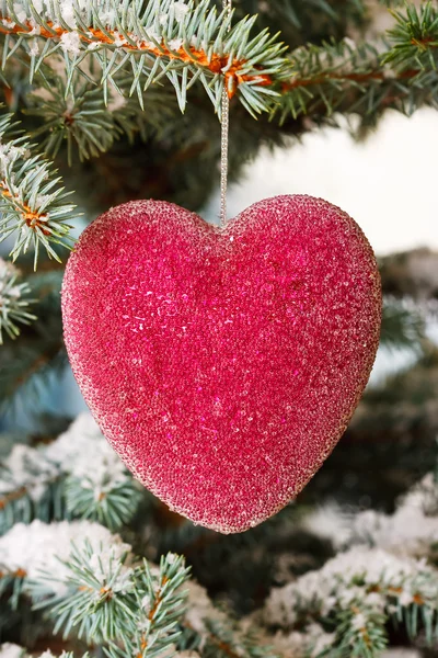 Serce Boże Narodzenie czerwonego szkła — Zdjęcie stockowe
