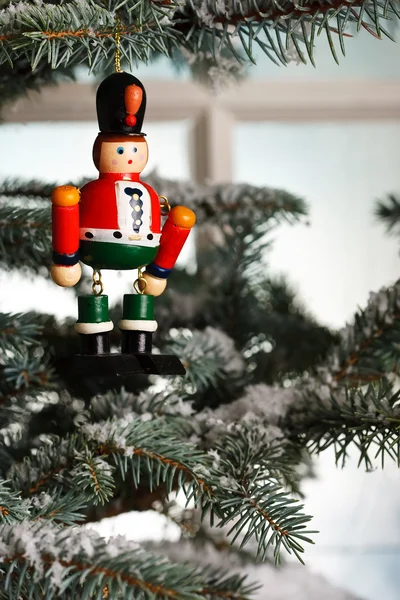 Christmas toy solider on tree — Stock Photo, Image