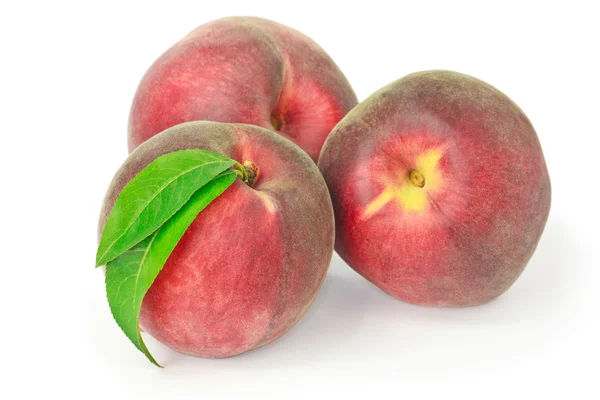 Three peaches isolated on white — Stock Photo, Image