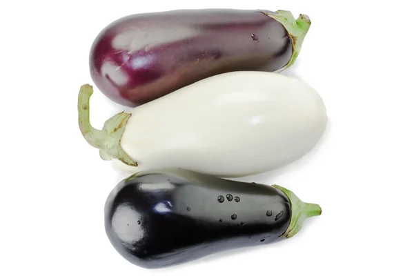Black and white eggplants isolated on white — Stock Photo, Image