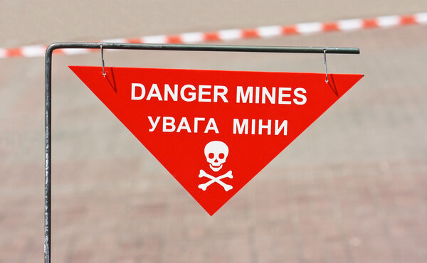 Warning sign on mined area