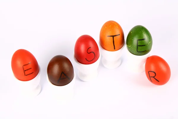 Eggs with the word 'EASTER' — Stock Photo, Image