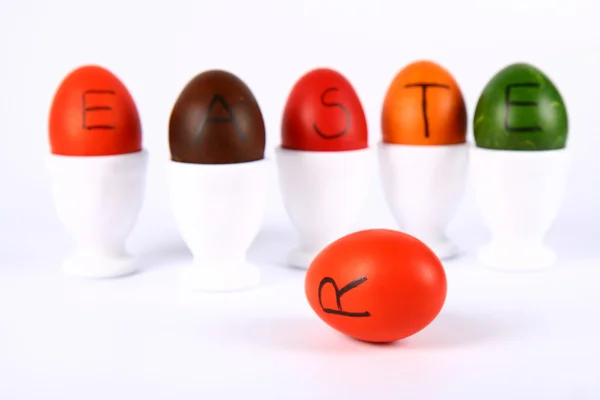 Eggs with the word EASTER — Stock Photo, Image