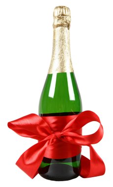 Champagne bottle with bow clipart