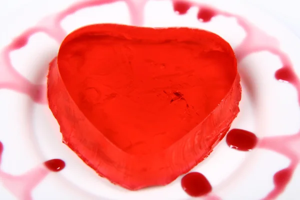 Red heart shaped jello — Stock Photo, Image