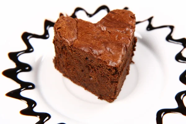 Herzförmige Scheibe eines Brownie — Stockfoto