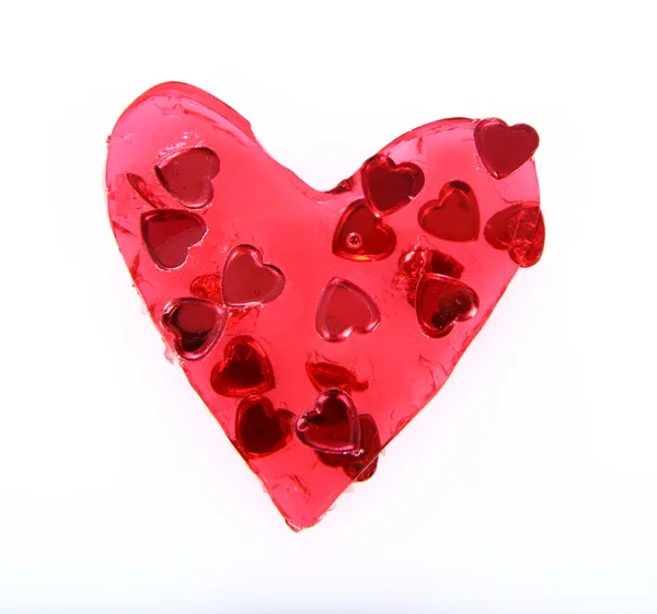 Gelatina em forma de coração vermelho — Fotografia de Stock