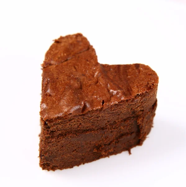 Heart shaped slice of a brownie — Stock Photo, Image