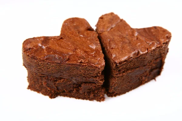 Fatias em forma de coração de um brownie — Fotografia de Stock