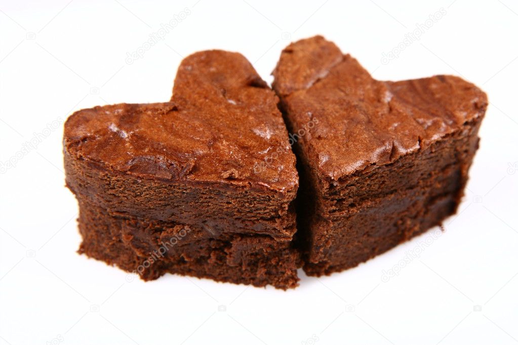 Heart shaped slices of a brownie