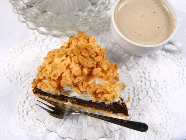 Kawałek ciasto i kawę — Zdjęcie stockowe