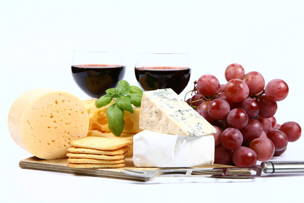 Cheese, wine and crackers