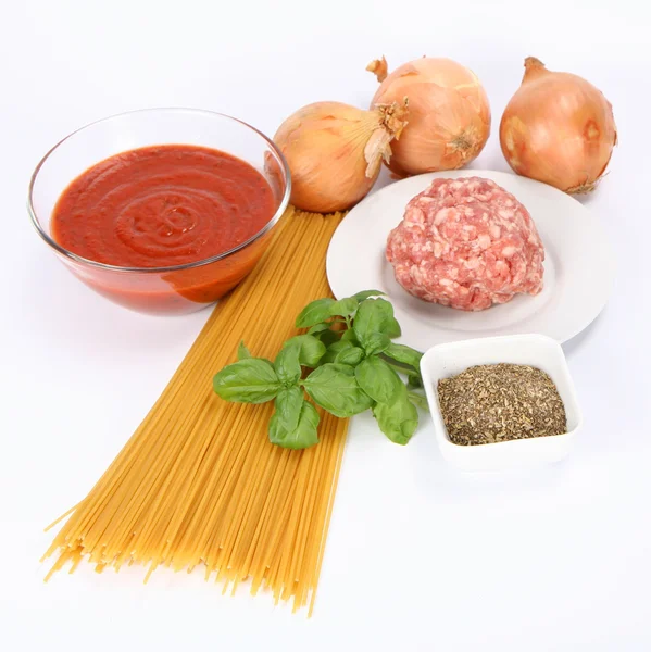 Spaghetti bolognese ingredienser — Stockfoto