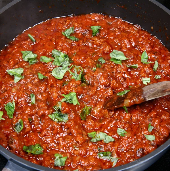 stock image Bolognese sauce with basil