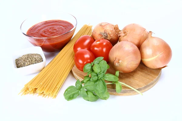 Spaghetti bolognese of napoli ingrediënt — Stockfoto