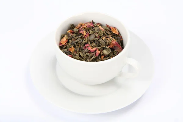 Filiżankę zielonej herbaty liści — Zdjęcie stockowe