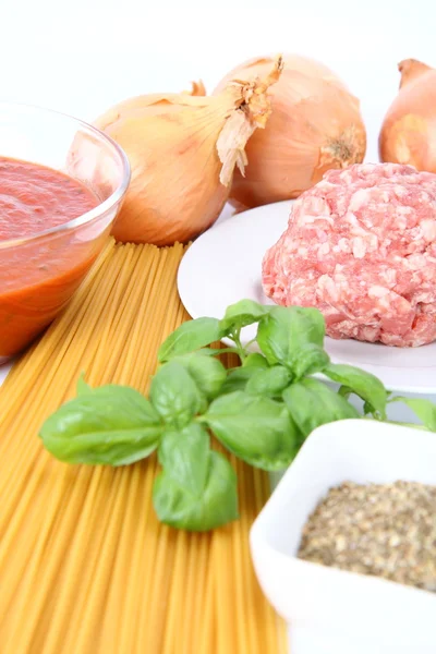 Ingredientes para espaguete bolonhesa — Fotografia de Stock