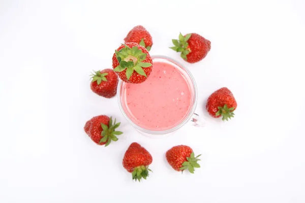 Strawberry shake decorated with strawberries