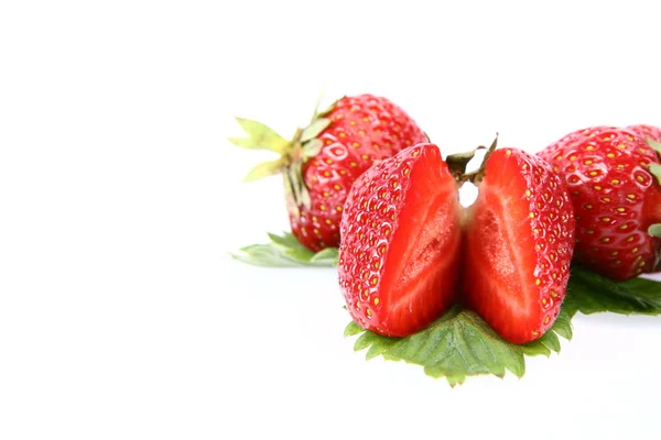 Strawberries on a leaf — Stock Photo, Image